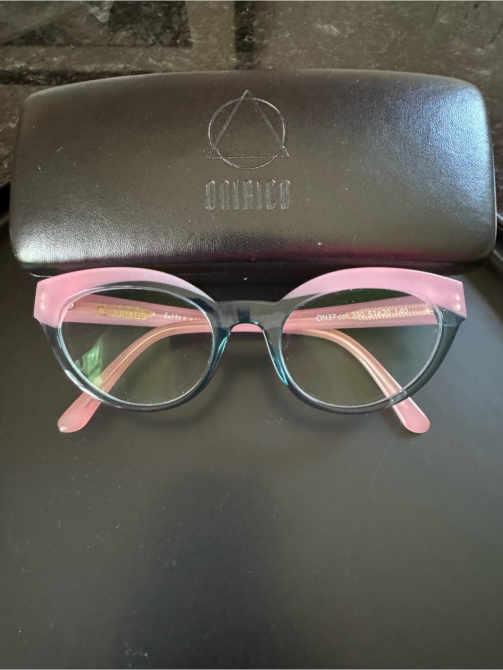 Onirico ON37 Cat-Eye Two-Tone Pink and Blue-Green Glasses Color 390